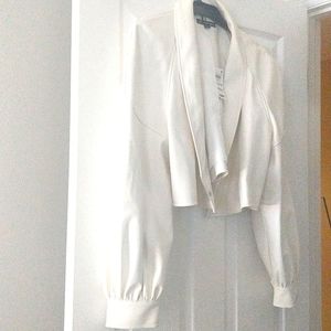 NWT INC Cropped Faux Leather Jacket, XXL, White